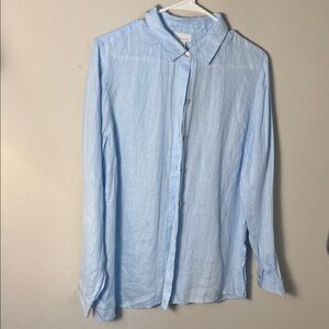 J Jill linen button down shirt blue NWT long sleeve